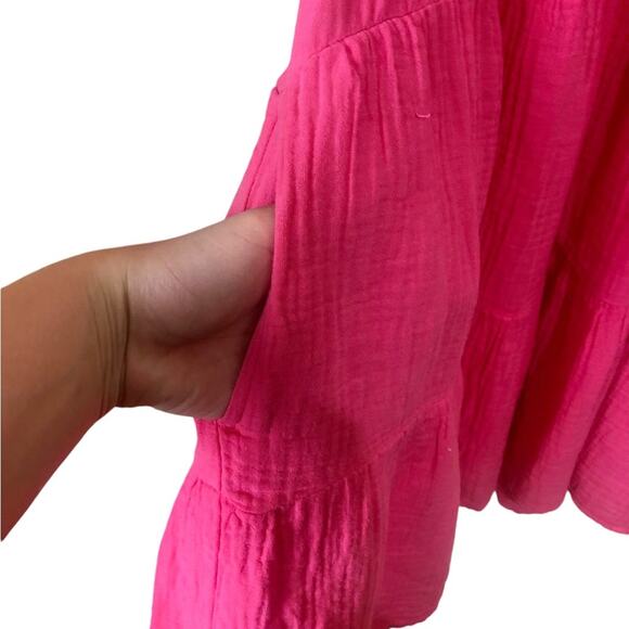 Xirena Nissa Open Back Tiered Puff Sleeve Mini Trapeze Dress Size Medium - Picture 7 of 10